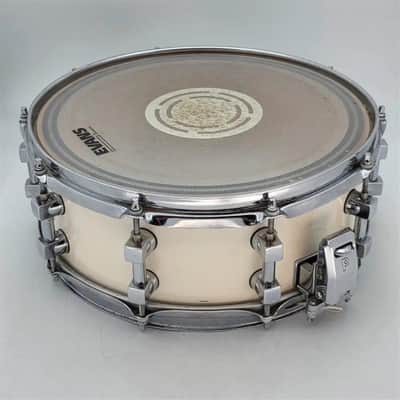 Used Premier Signia Maple Snare Drum 14x5 Piano White - Very Good image 2