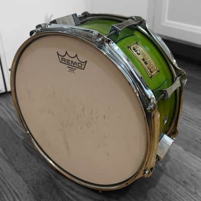 Pork Pie 5.5 x 12-inch Maple Snare in Transparent Green Finish (2003) image 8