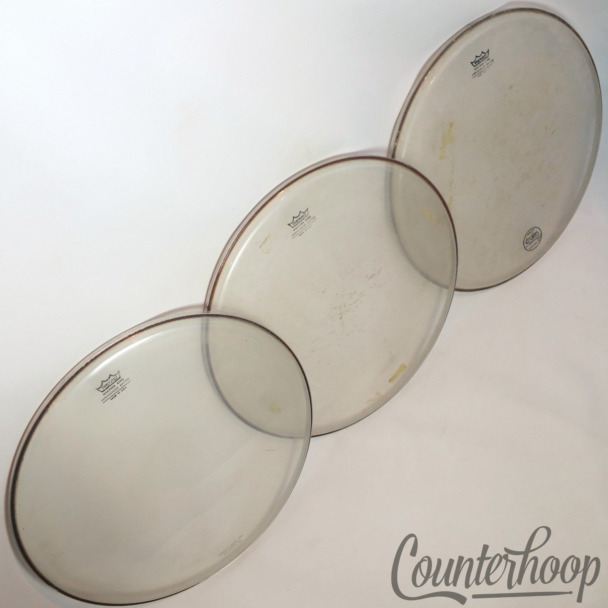 Remo 3x 16" Floor Tom Drum Heads Ambassador Batter Clear Weather King USA* — main photograph