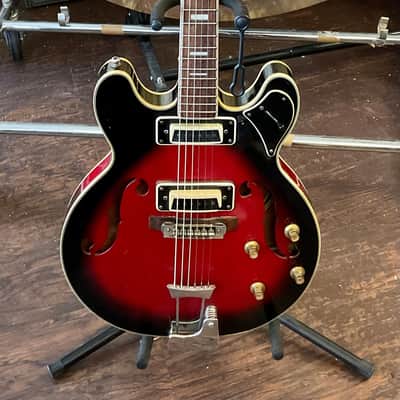 Univox  Coily 335 Style Semi-Hollow Body  1960s  - Cherry Tobacco Burst Electric Guitar image 1