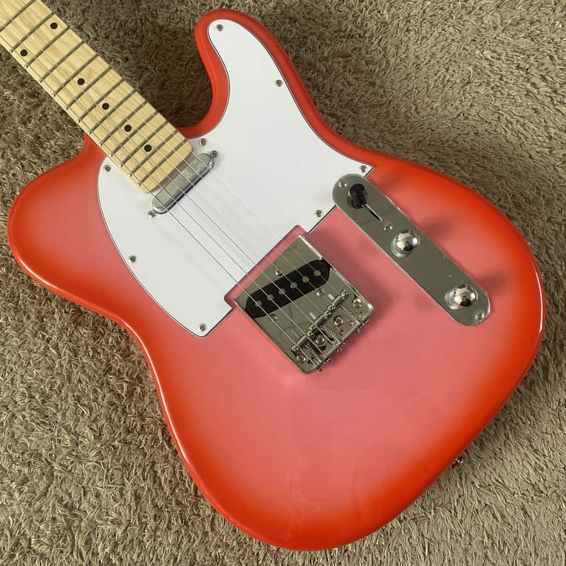 Unknown Pink Burst Tele Style Electric Guitar, Basswood Body, Maple Neck