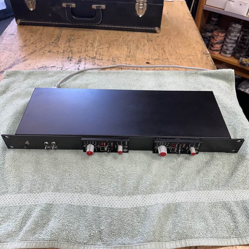 Pair of Neumann V476B Microphone Preamplifiers with Power Supply mounted in rack image 1