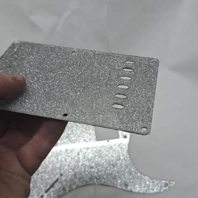 Platinum Silver Sparkle Glitter HXH HH pickguard + trem cover set Fits Fender Strat Stratocaster image 22