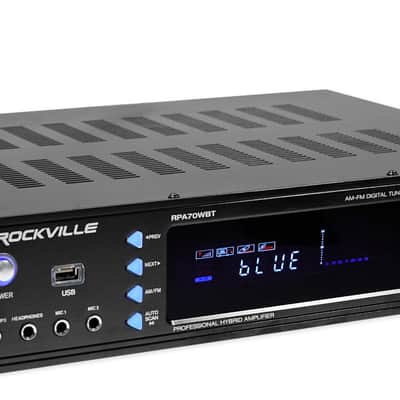 Rockville RPA70WBT Bluetooth Karaoke Amplifier+4) 8" Black Ceiling Speakers+Mics image 3