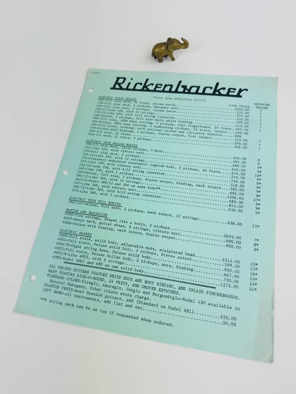 Rickenbacker Price List 1975 image 1
