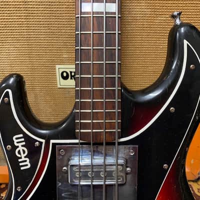 Vintage 1960s WEM Sapphire 2-Pickup Left Handed Sunburst Electric Bass Guitar image 3