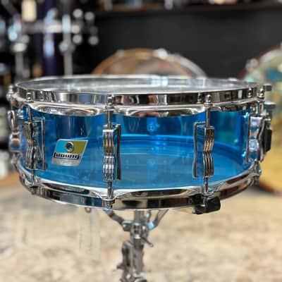 Ludwig 5x14" Vistalite Acrylic 10-Lug Snare Drum with P-85 Strainer 1970s - Blue image 2