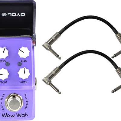 Joyo JF-322 Wow Wah (Auto wah) True Bypass Mini Pedal w/ 2 Patch Cables image 3