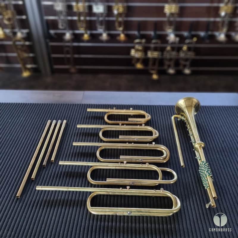 Munkwitz Rostock natural baroque trumpet, crooks, 4x leadpipes, Egger leadpipe, light bag gamonbrass image 1