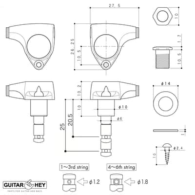 NEW Gotoh SGV510Z-P9 HAPM L3+R3 Locking Tuners Adjust. Post Height 3x3 - CHROME image 3