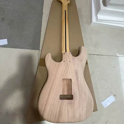 1 Set Unfinished Mahogany Wood Guitar Strat Style Body with Maple Neck image 3