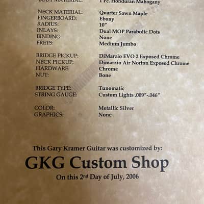 Gary Kramer Tomcat 2006 Custom Shop Silver image 10
