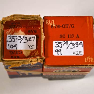 Matched Pair NOS RCA Black Plate 6V6GT/G MaxiMatched for Plate Current 1940s 6V6GT image 5