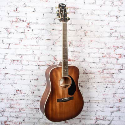 Fender - Paramount PD-220E Dreadnought Acoustic/Electric Solid Mahogany Aged Congac Burst w/ Hardshell Case - USED image 6