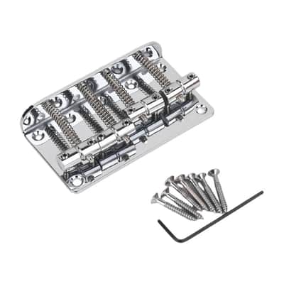 4 String Bass Bridge Hardtail Top Load Bridge for Jazz Bass Precision Bass Guitar, Chrome image 2