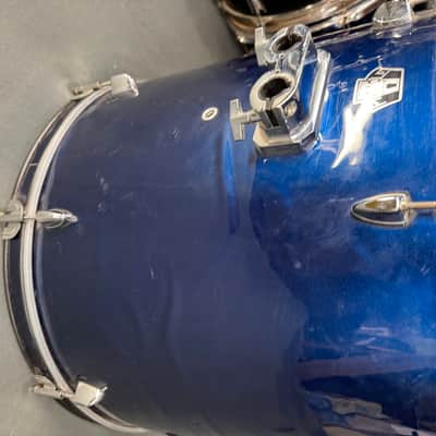Vintage Ludwig Pinnacle Drum Kit 5pc Set Dark Blue Rack Floor Toms Snare Kick image 13