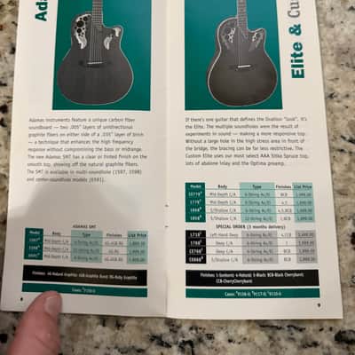 Ovation Price list catalog 1999 collector series Adamas II SMT custom elite celebrity image 7