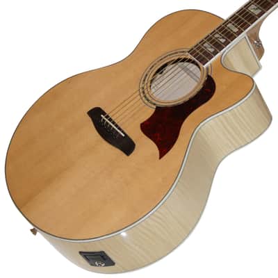 Sawtooth Solid Spruce Top Jumbo Cutaway 6 String Acoustic Electric Guitar with Flame Maple Back and Sides image 11