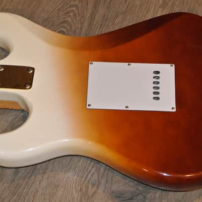 1980's Lotus L640 Stratocaster - Wild Tri-Color Shaded Finish with Gold Hardware + Brass Nut image 9