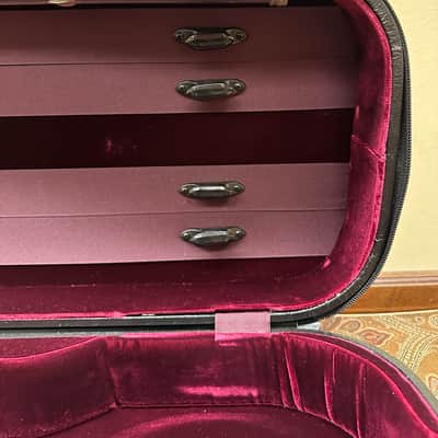 J. Copland 'Oxford' American Made 4/4 Oblong Violin Case - Black/Burgundy image 12