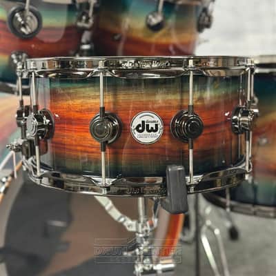 DW Collectors SonicPly 6pc Drum Set Royal Blue Burst Padauk w/Black Hw image 4