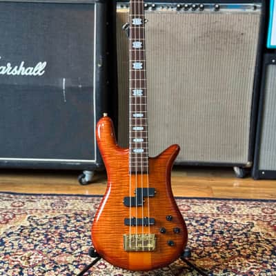 Spector Euro LX 4 – Ultra Amber Gloss – AAAA Maple Top – PJ EMG Pickups – Tone Pump Preamp - D-tuner & hardcase image 3