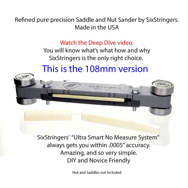 Guitar Nut and Saddle Sander - ULTRA PRECISION - 108mm Long Version - no guesswork! Made in the USA image 1