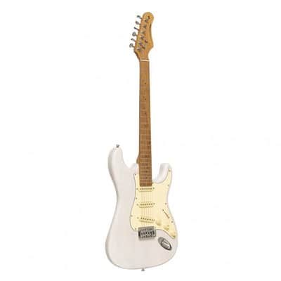 STAGG VINTAGE SERIES S-55 STRAT SSS GUITAR / SEE THRU WHITE BLONDE image 2