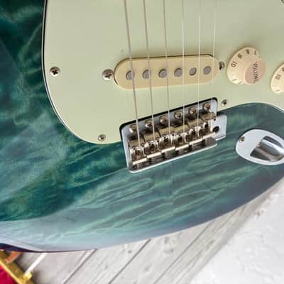Fender ST-62QM  Stratocaster Reissue MIJ Japan, transparent Blue quilted top rosewood image 18
