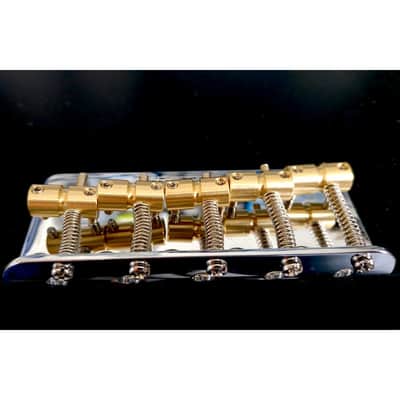 Wilkinson Chrome Bass Tailpiece, 5 Barrel style brass saddles image 7