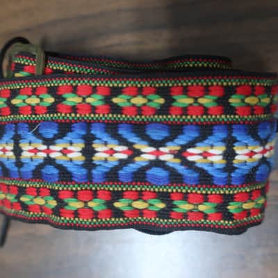 Vintage 1960 Guitar Strap Embroidered Orange Blue Diamond Pattern Ace Bobby Lee image 2