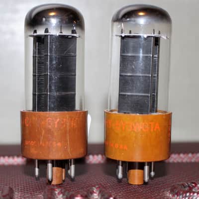 CBS HYTRON JAN 5Y3WGTA 5Y3GT 6087 PERFECT MATCH PAIR BLACK PLATE 3 MICA TEST NOS VINTAGE 1959 image 2