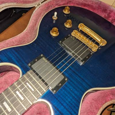 πΈ 2008 Gibson Longhorn Double Cut (GOTM β July 2008) β Trans Blue Burst β EMG 85/85 + L.R. Baggs image 2
