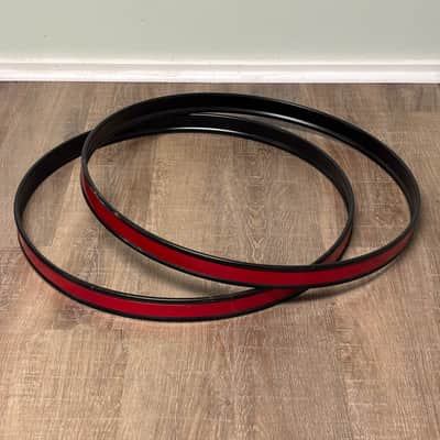 Pearl 22" Export Metal Bass Drum Hoop Rim - Set of 2 - Early 1990s Coral Red image 4