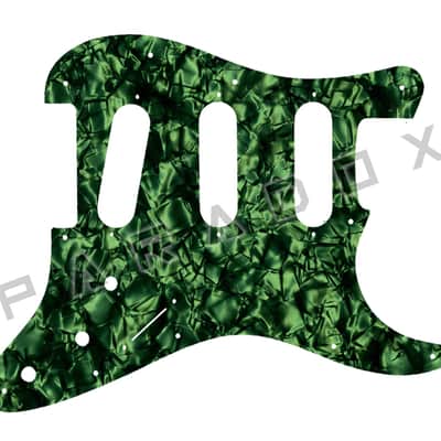 Custom Pickguard For 2000 - Present Made in America Fender Stratocaster Oversized Template with Burns Tri-Sonic Pickups - Dark Green Pearl/Black/White/Black .090" image 1