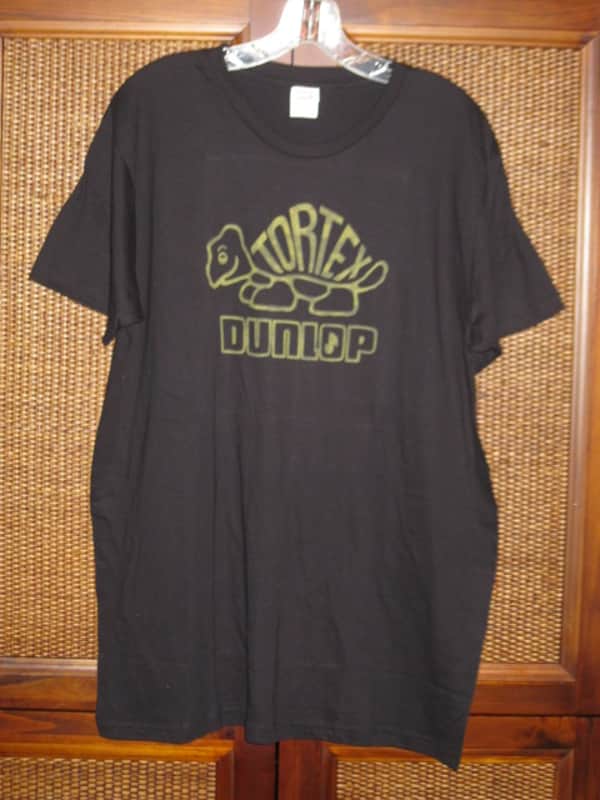 new (NO packaging / NO hang tag) A+ genuine Dunlop TORTEX MEN'S "VINTAGE" T-SHIRT, DSD31MTSL, Size Large - Black, 100% Cotton, Short Sleeve - Graphic is yellowish-gold (this is NOT a vintage shirt) the graphic / logo is vintage style image 1
