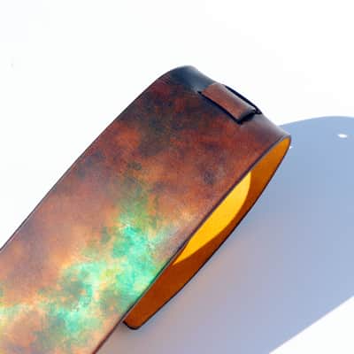 burnyblack wide guitar strap leather - Vincent gorilla brown/green image 18