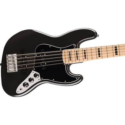 Fender Squier Affinity Series Active Jazz Bass V 5-String Guitar, Black Metallic image 4