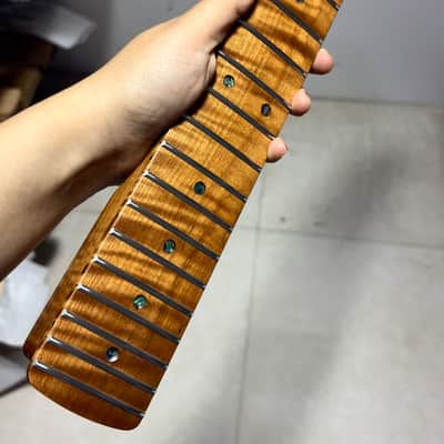 Stainless steel 22fret Roasted flame Maple Electric guitar neck Satin 25.5in parts image 1