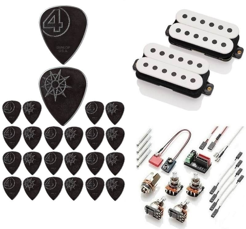 EMG Jim Root JR Daemonum WHITE Active Humbucker Guitar Pickup Set 49mm Standard Spaced 10mm Short Shaft Pots ( 24 JR SIGNATURE PICKS ) image 1