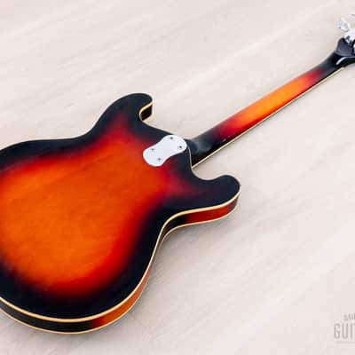 1966 Mosrite Combo Vintage Semi-Hollow Bass Sunburst, Near-Mint w/ Case, Hangtag image 15