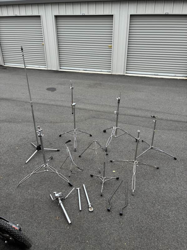 Mixed Drum Hardware Lot Parts Cymbal Stand Bases Double Tom Mount L-Rods SP image 1