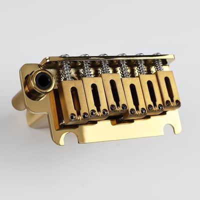 10.5mm Electric Guitar Bridge with Stainless Steel Saddles Plate Brass Block 2 Point Tremolo Bridge Compatible with Stratocaster Strat 6 String Electric Guitar Replacement Parts (Pearl Gold) image 2