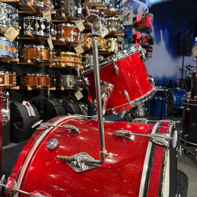 Vintage 60's Gretsch Round Badge 3-Piece 13/16/20 Drum Kit Set in Red Sparkle with Cases (Rm4) image 8