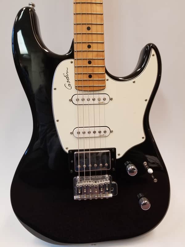 Godin Session HSS Electric Guitar Maple Neck Black image 1