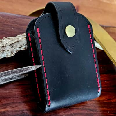 Guitar Wireless transmitter holster - handmade, hand stitched, vegetable tanned leather. image 9