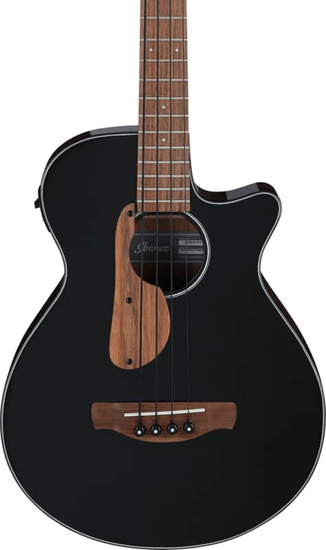 Ibanez AEGB24E 4-String Acoustic-Electric Bass Guitar, Sapele Top, Black image 1
