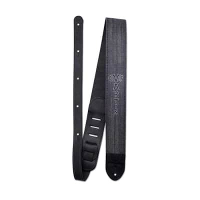Martin 2" Reversible Black Leather/Denim Guitar Strap with Pick Holder- STR-0116 image 2