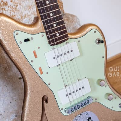 Fender USA Strat neck on a Custom Jazzmaster Thinline offset body Champagne Sparkle Fender USA pickups 4-way wiring Gotoh bridge - unique! image 4