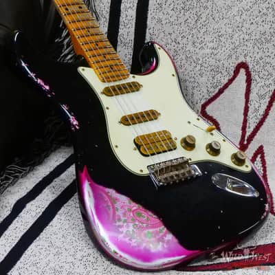 Fender Custom Shop Wild West Black Lightning 2.0 Stratocaster HSS Maple Board 22 Frets Heavy Relic Pink Paisley image 8